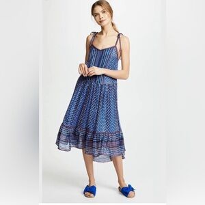 NWT Ulla Johnson Cerulean Talin Silk Pleated Strappy Voile Dresss Size 8